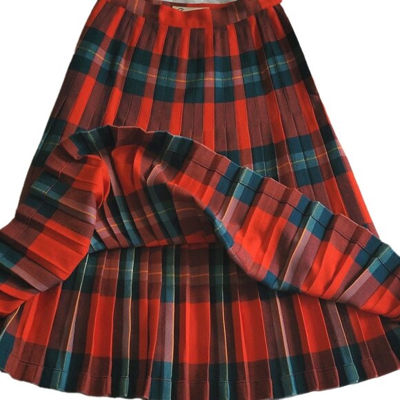Suzanne Vintage Plaid Pleated Skirt Girls 12 CND 10 US Waist 24" Cabincore - Picture 9 of 10